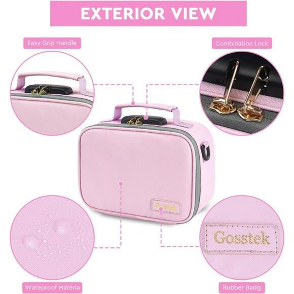 PU leather storage bag locking box organizer travel case with accessories gift - Picture 5 of 8